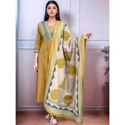 SZN Women Embroidered Angrakha Thread Work Kurta with Trousers & With Dupatta-picture-36