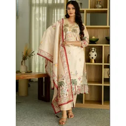 SZN Women Embroidered Regular Thread Work Kurta with Trousers & With Dupatta-picture-39