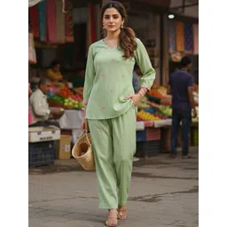 SZN Women Embroidered Tunic with Trousers image 1