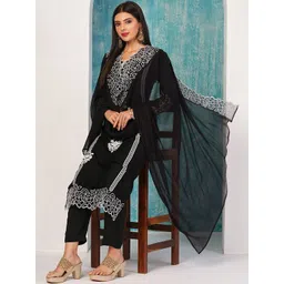 SZN Women Ethnic Motifs Embroidered Regular Thread Work Kurta with Trousers & With Dupatta-picture-21