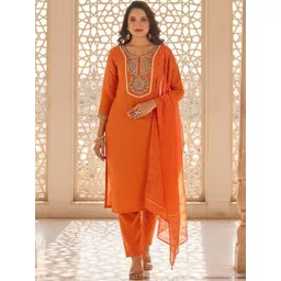 SZN Women Ethnic Motifs Embroidered Regular Thread Work Kurta with Trousers & With Dupatta-picture-13