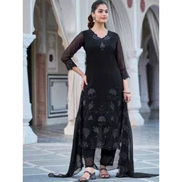 SZN Women Ethnic Motifs Embroidered Regular Thread Work Kurta with Trousers & With Dupatta-picture-20