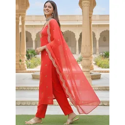 SZN Women Ethnic Motifs Embroidered Regular Thread Work Kurta with Trousers & With Dupatta-picture-26