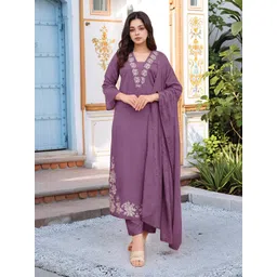 SZN Women Ethnic Motifs Embroidered Regular Thread Work Kurta with Trousers & With Dupatta-picture-30