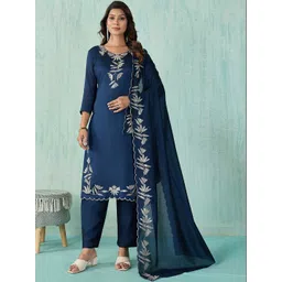 SZN Women Ethnic Motifs Embroidered Regular Thread Work Kurta with Trousers & With Dupatta-picture-31