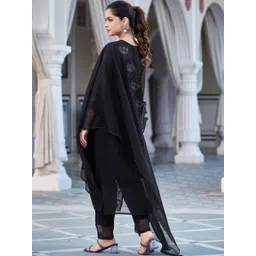 SZN Women Ethnic Motifs Embroidered Regular Thread Work Kurta with Trousers & With Dupatta image 4