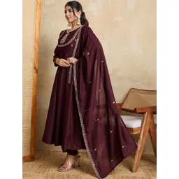 SZN Women Ethnic Motifs Embroidered Regular Thread Work Kurta with Trousers & With Dupatta image 2