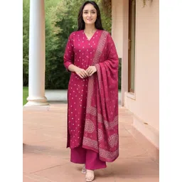 SZN Women Ethnic Motifs Printed Regular Kurta with Palazzos & With Dupatta-picture-21