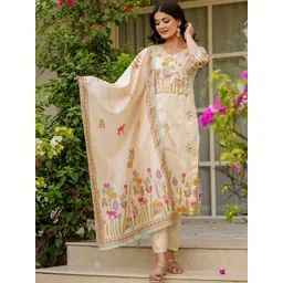 SZN Women Floral Embroidered Regular Thread Work Kurta with Trousers & With Dupatta-picture-34