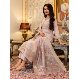 SZN Women Floral Embroidered Regular Thread Work Kurta with Trousers & With Dupatta image 4