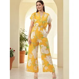 SZN Women Floral Print Shawl Lapel Collar Jumpsuit-picture-21