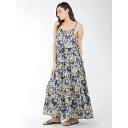 SZN Women Floral Print Shoulder Straps Tiered A-Line Maxi Dress-image-22