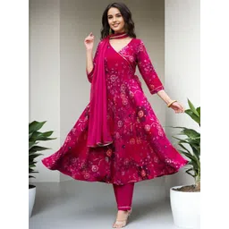 SZN Women Floral Printed Anarkali Kurta with Trousers & Dupatta-picture-32