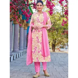 SZN Women Floral Printed Regular Kurta with Trousers & With Dupatta-picture-23