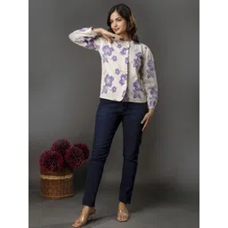 SZN Women Off White Cotton Printed Tops-picture-12