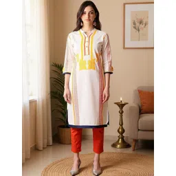 SZN Women Off White Viscose Rayon Printed Kurtas-picture-15