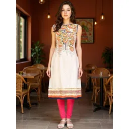 SZN Women Off White Viscose Rayon Printed Kurtas-picture-16