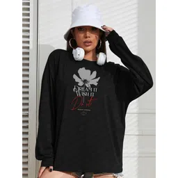 SZN Women Printed Drop-Shoulder Sleeves Applique T-shirt-picture-33