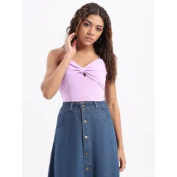 SZN Women Pure Cotton Shoulder Straps Fitted Crop Top-picture-11