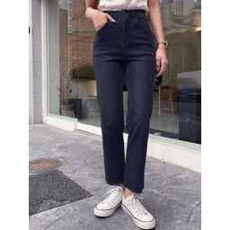 SZN Women Regular Fit High-Rise Side Slits Cotton Jeans-picture-21