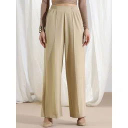 SZN Women Relaxed Straight Leg High-Rise Non Iron Pleated Regular Trousers-picture-37