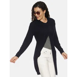 SZN Women Self Design Longline Shrug-picture-26