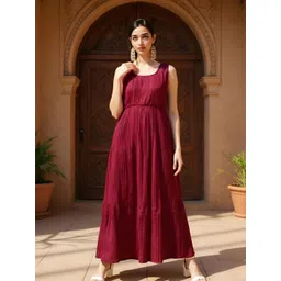 SZN Women Self Design Sleeveless Maxi Dress-picture-23
