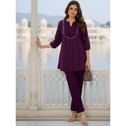SZN Women Self Design Tunic with Trousers-picture-12