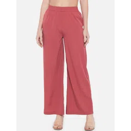 SZN Women Solid Straight Fit Mid-Rise Crepe Palazzos-picture-39