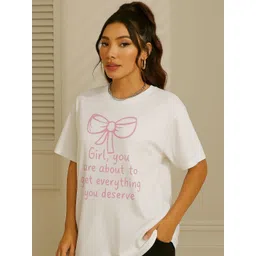 SZN Women Typography Printed Round Neck Cotton Oversized T-shirt-picture-40