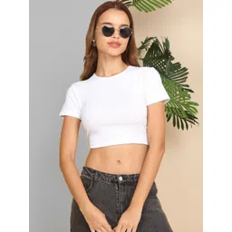 SZN Women White Cotton Crop Top-picture-32