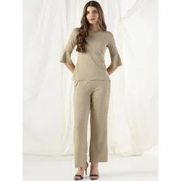 SZN Womens Beige Solid Co-ord Set-picture-17