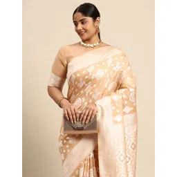 Sztori Ethnic Motifs Zari Linen Blend Banarasi Saree-picture-33
