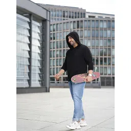 Sztori Men Plus Size Black Solid Hooded Sweatshirt-picture-15