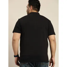 Sztori Men Plus Size Black Solid Polo Collar T-shirt image 5