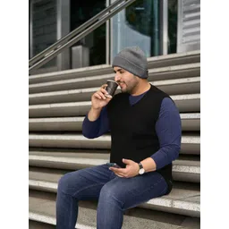 Sztori Men Plus Size Black Solid Sweater-picture-14