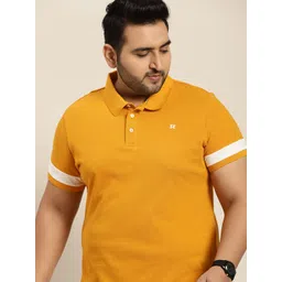 Sztori Men Plus Size Mustard Yellow Solid Pure Cotton Polo Collar T-shirt-picture-28