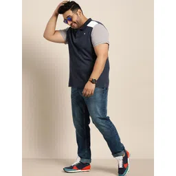 Sztori Men Plus Size Navy Blue  White Solid Pure Cotton Polo Collar Pure Cotton T-shirt-picture-23