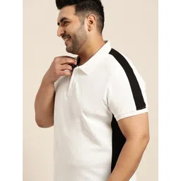 Sztori Men Plus Size White & Black Solid Polo Collar Pure Cotton T-shirt-picture-25