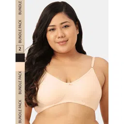Sztori Pack of 2 Cotton Seamless Non-Padded Bra SZ-P-COOL-BLK-SKN-2-picture-29