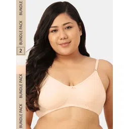 Sztori Pack of 2 Cotton Seamless Non-Padded Bra SZ-P-COOL-WHT-SKN-2-picture-32