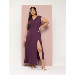 Sztori Plus Size Abstract Print Front Slit A-Line Midi Dress-picture-22