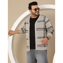 Sztori Plus Size Acrylic Checked Cardigan-picture-16