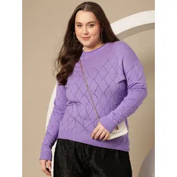 Sztori Plus Size Acrylic Pullover with Embellished Detail-image-27