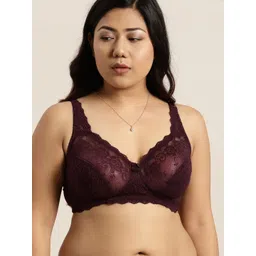 Sztori Plus Size Burgundy Lace Non-Wired Non Padded Everyday Bra SZ-BRA-705E-picture-12