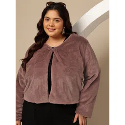 Sztori Plus Size Collarless Crop Tailored Jacket-picture-38