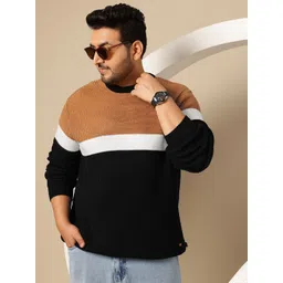 Sztori Plus Size Colourblocked Acrylic Pullover-image-48