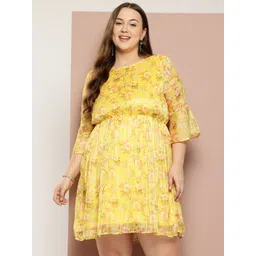 Sztori Plus Size Floral Print Bell Sleeves A-Line Mini Dress-picture-14