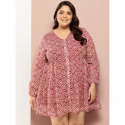 Sztori Plus Size Geometric Printed Fit & Flare Dress-picture-39
