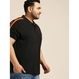 Sztori Plus Size Men Black Solid Polo Collar T-shirt-picture-10